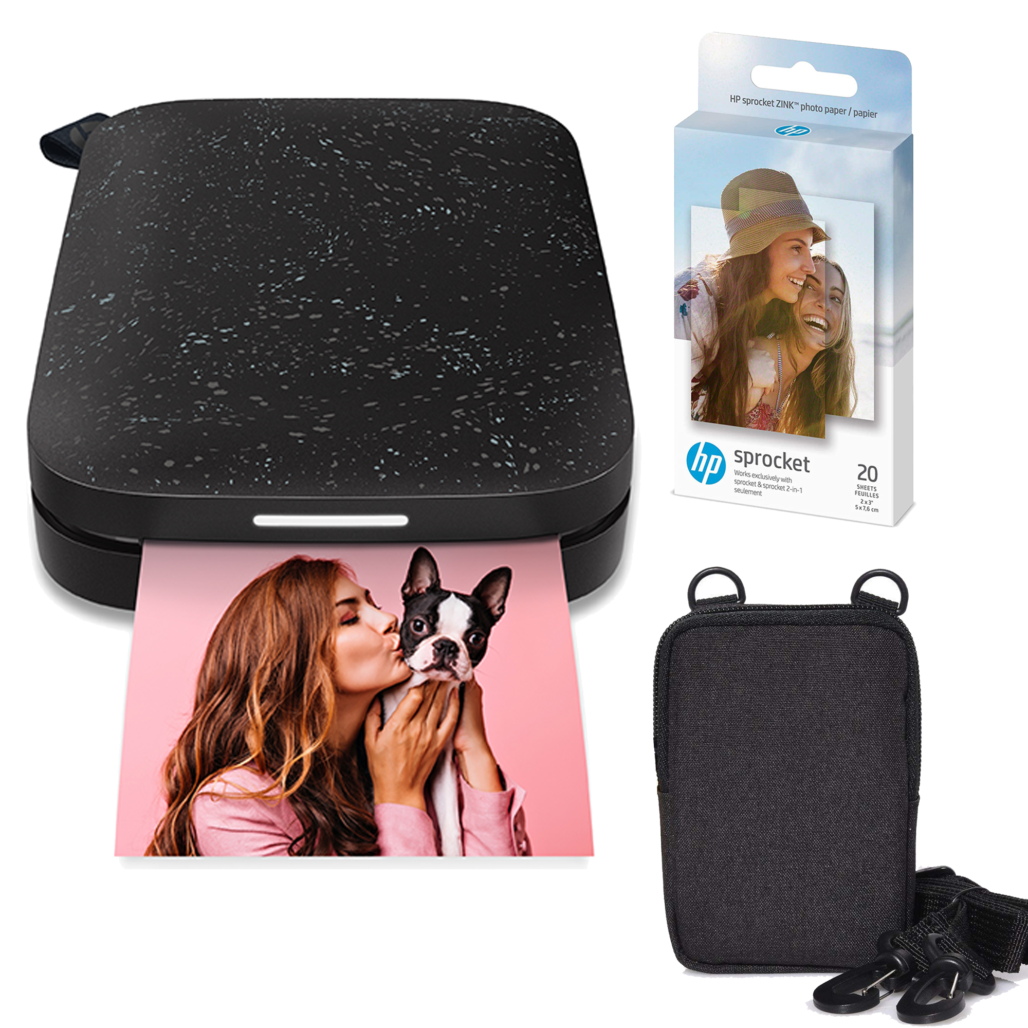 AMZHPISPK1BK HP Sprocket Portable 2x3" Instant Photo Printer (Black Noir) Zink Paper Bundle - Image 1