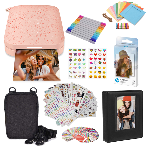HP Sprocket Portable 2x3" Instant Photo Printer (Blush Pink) Gift Bundle