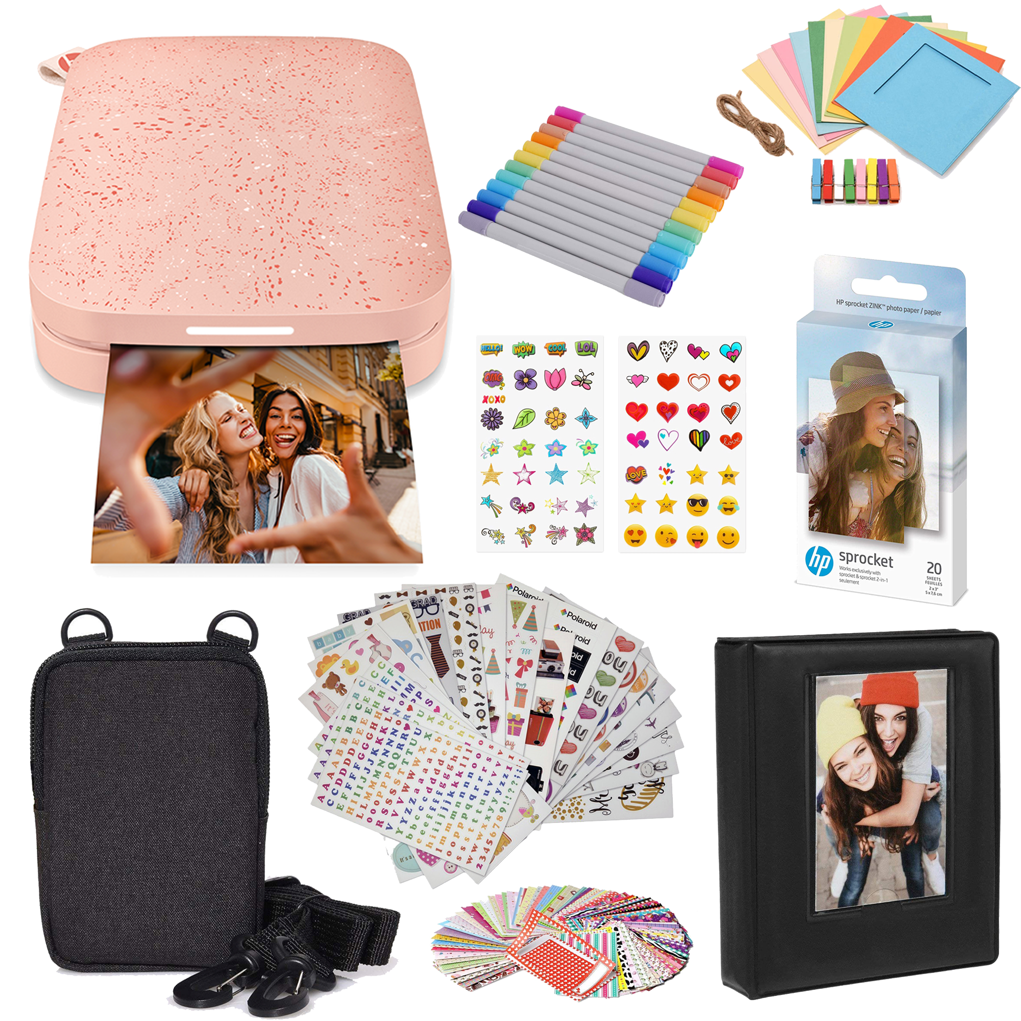 AMZHPISPK2BP_9449f4a7-68e3-4694-a62b-1c9231e0dbd7 HP Sprocket Portable 2x3" Instant Photo Printer (Blush Pink) Gift Bundle - Image 1
