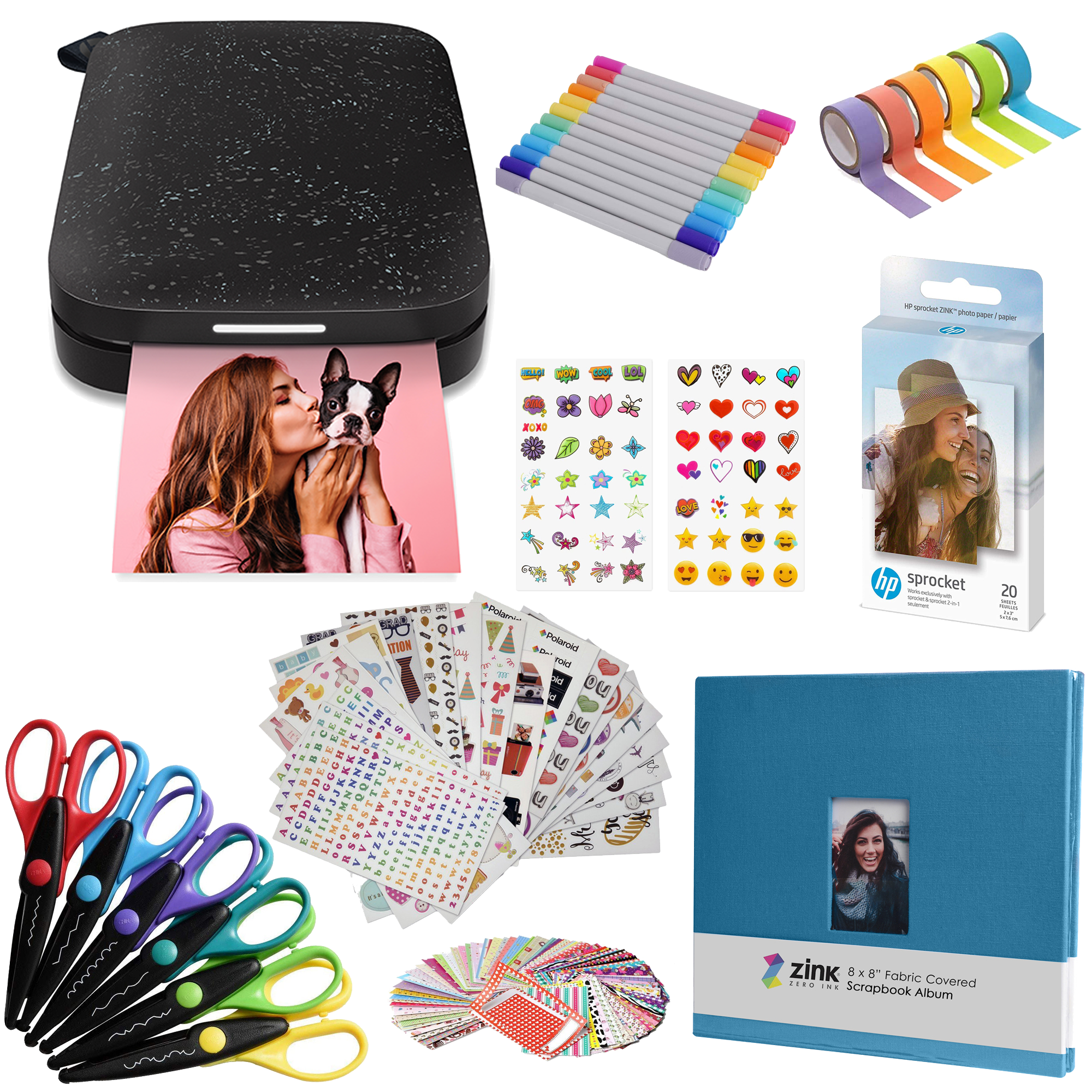 AMZHPISPK3BK_06ec902e-a3aa-4e41-8a7e-fb01ea29f294 HP Sprocket Portable 2x3" Instant Photo Printer (Black Noir) Scrapbook Bundle - Image 1