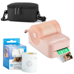 HP Sprocket Panorama Instant Portable Color Label & Photo Printer (Pink) Starter Bundle