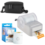 HP Sprocket Panorama Instant Portable Color Label & Photo Printer (Grey) Starter Bundle